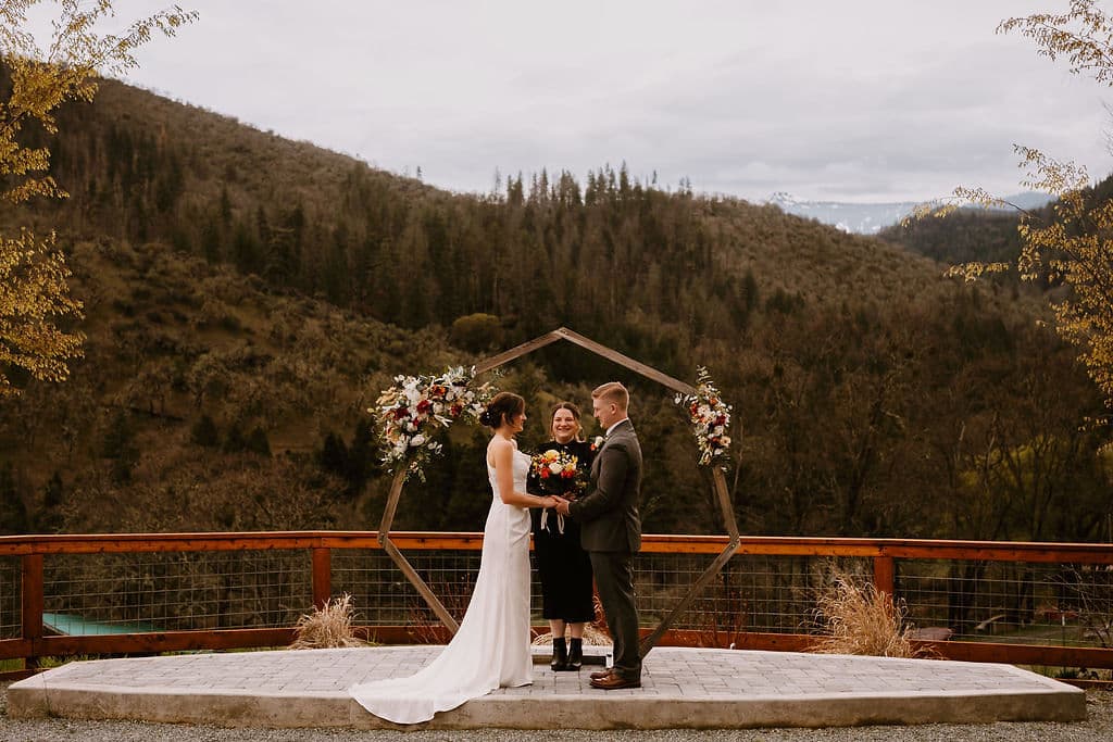 Ceremony setting at Yale Creek Ranch near Jacksonville Oregon