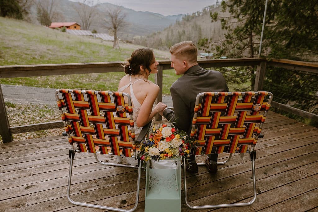 chair wedding setting at Yale Creek Ranch near Jacksonville Oregon
